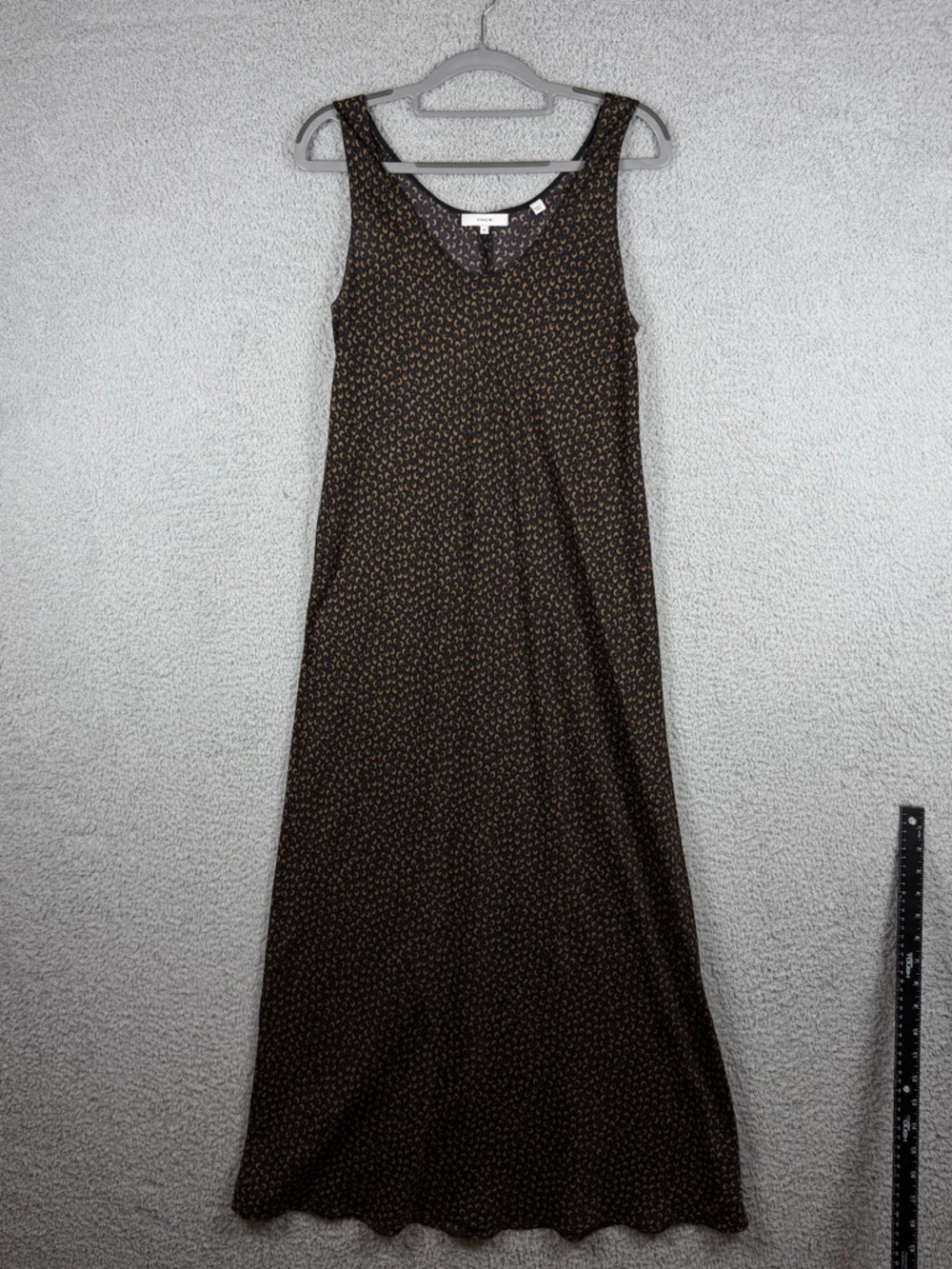 VINCE Star Dot Scoop Neck Tank‎ Maxi Dress Silk/Rayon Blend Sz M - Picture 3 of 12